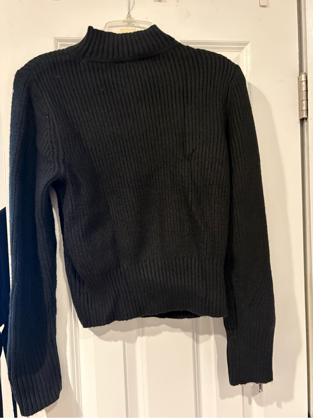 Express Black Ribbed Funnel Neck Sweater - Picture 4 of 4